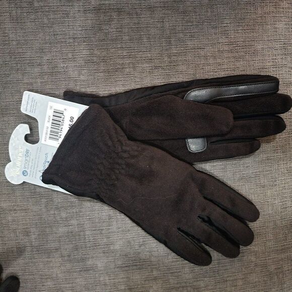 Isotoner Women's Black Stretch Fleece Winter Smart Touch Gloves - Picture 3 of 11